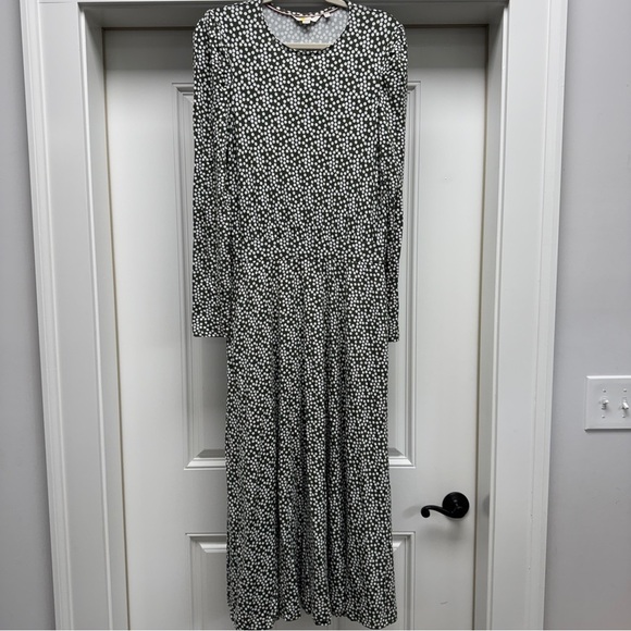 Boden Hunter Green and White Polka Dot Midi Dress - Picture 1 of 9